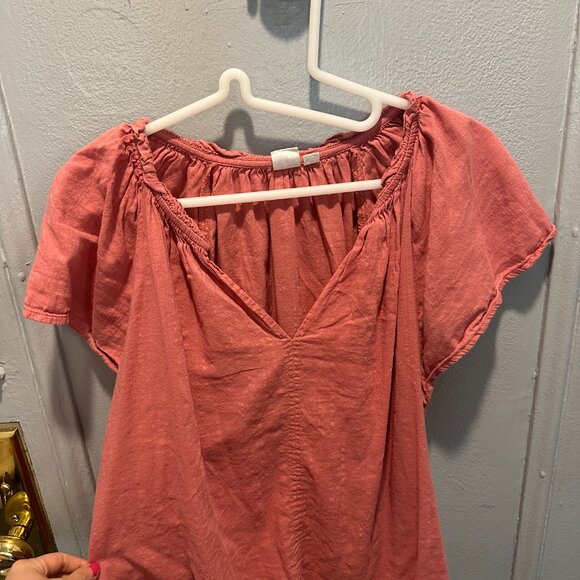 GAP Splitneck Flutter Sleeve Top - Roseberry Pink - Picture 3 of 5